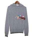 Men's Hoodie Sweater with Jockeys Steeple Chase Print Grey Size M - dondihk
